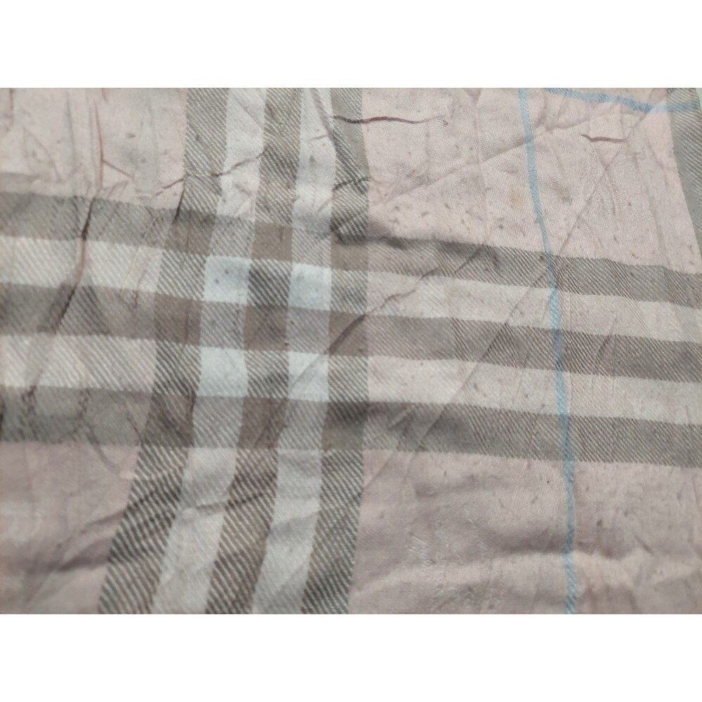 Vintage Burberry Pink Brown Blue White 100% Cashmere Shawl Scarves - Picture 4 of 5